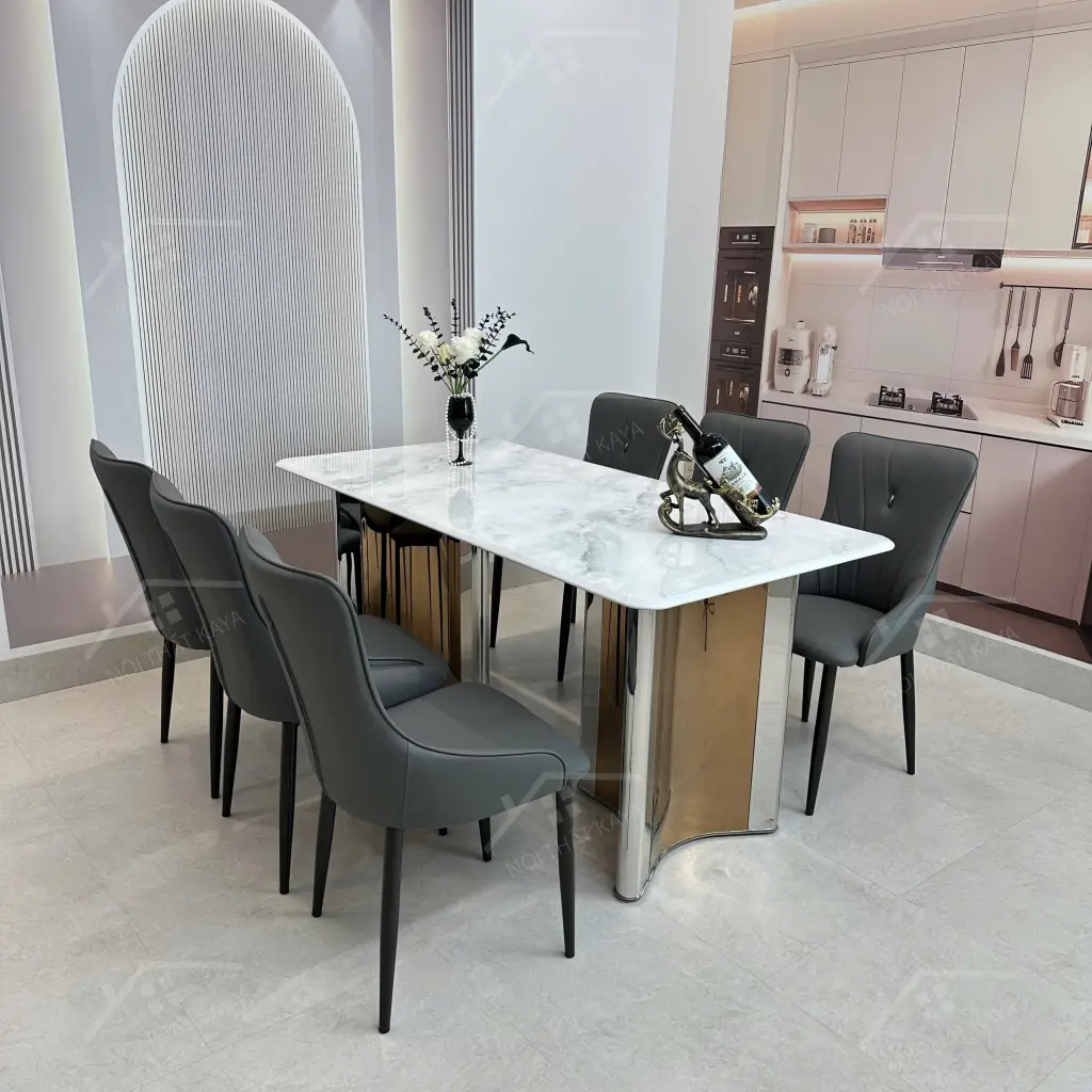 Bộ Bàn Ghế Nhập Khẩu Eric - 6 Ghế - K22 (mạ Vàng Hồng)