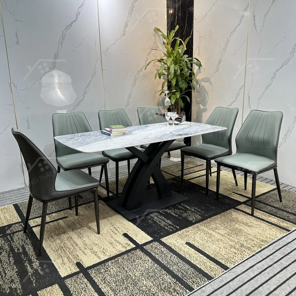 Bộ Bàn Ghế Nhập Khẩu Jena - 6 Ghế - K01 (chân X)