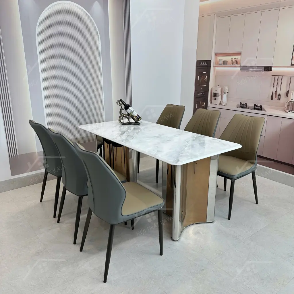 Bộ Bàn Ghế Nhập Khẩu Jena - 6 Ghế - K22 (mạ Vàng)