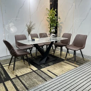 Bộ Bàn Ghế Nhập Khẩu Loft - 6 Ghế - K01 (chân X)