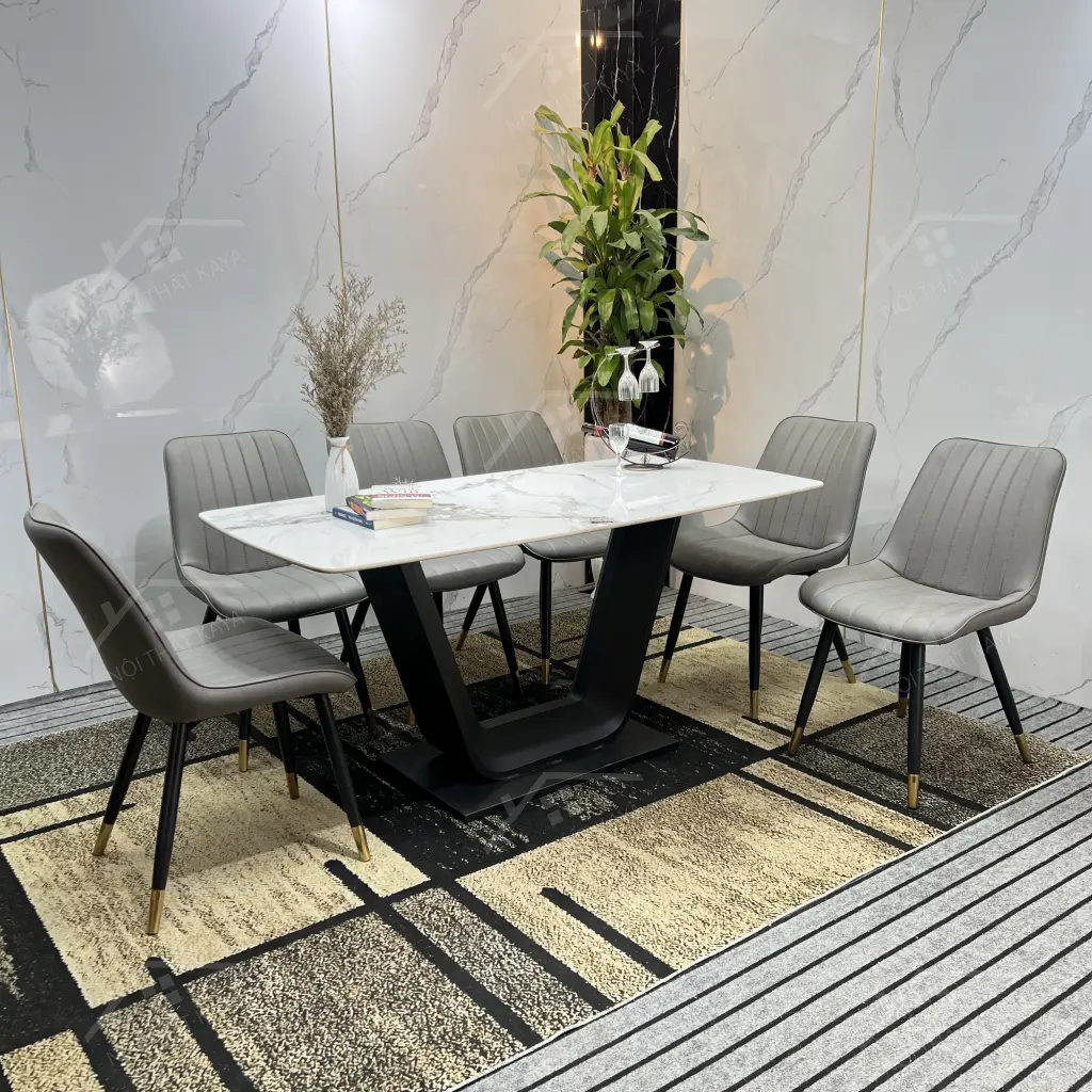 Bộ Bàn Ghế Nhập Khẩu Loft - 6 Ghế - K08 (chân U)