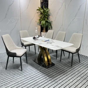 Bộ Bàn Ghế Nhập Khẩu Monet Vip - 6 Ghế - K01 (chân X Cong Mạ Pvd)