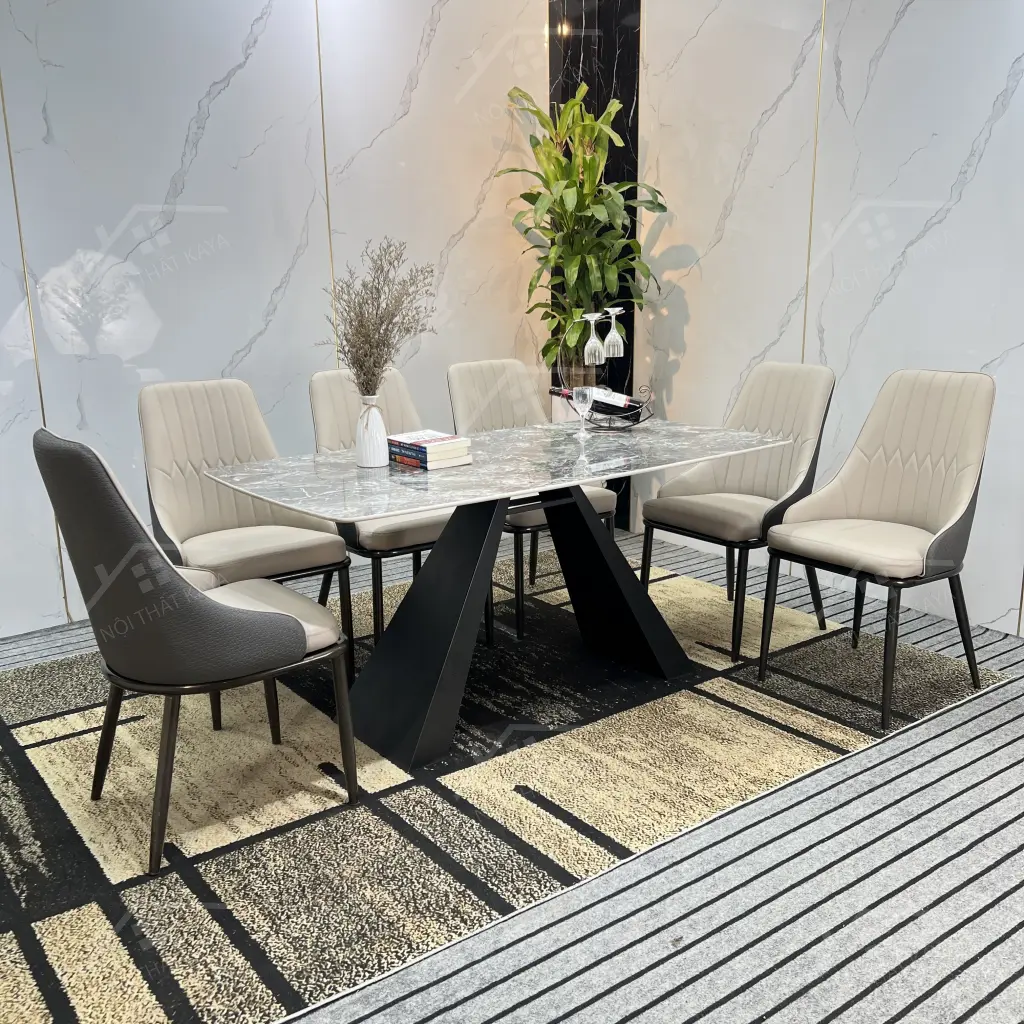 Bộ Bàn Ghế Nhập Khẩu Monet Vip - 6 Ghế - K01 (chân X)