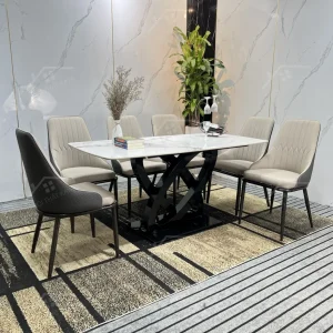 Bộ Bàn Ghế Nhập Khẩu Monet Vip - 6 Ghế - Chân Thép Mạ Titan