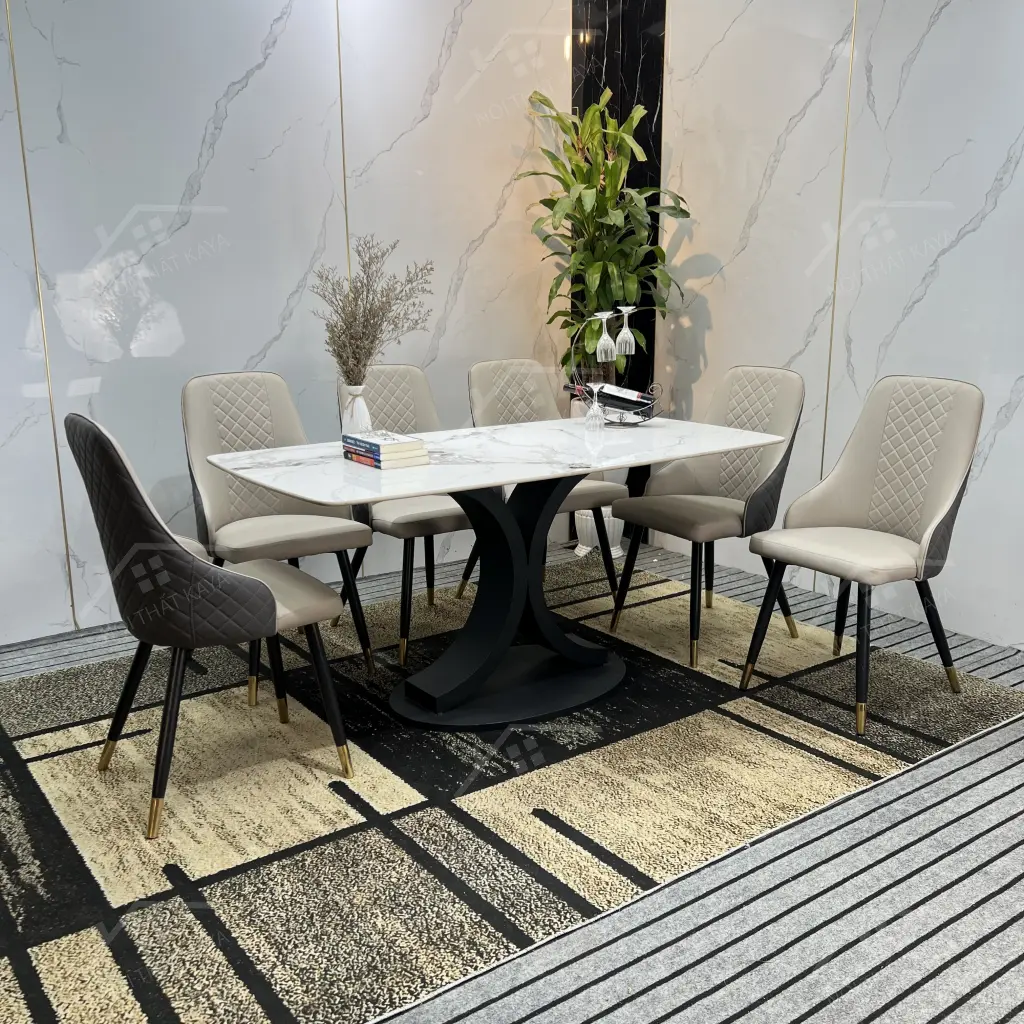 Bộ Bàn Ghế Nhập Khẩu Sheraton - 6 Ghế - K08 (chân Chanel)