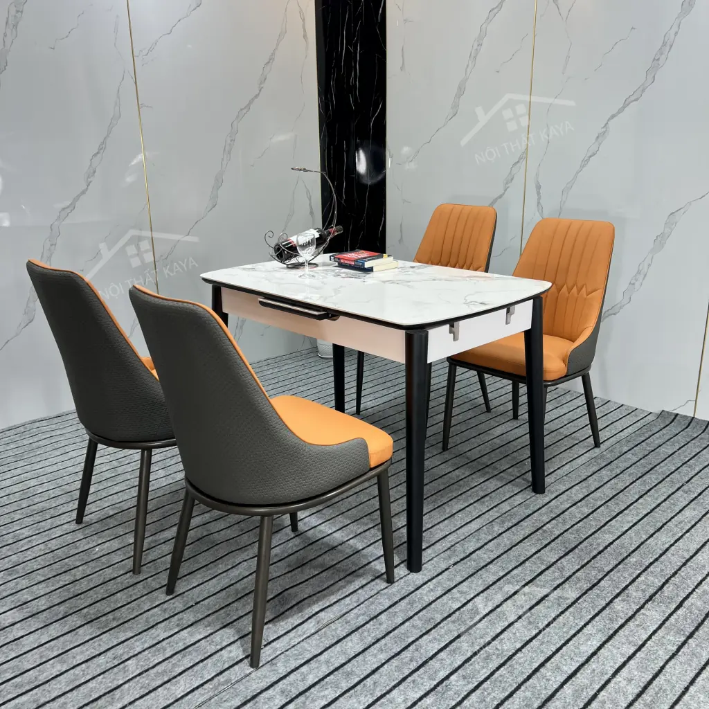 Bộ Bàn Ăn Mặt Đá Thông Minh Ky-gh44 Mở Rộng Kéo Dài – 4 Ghế Monet Vip (3)