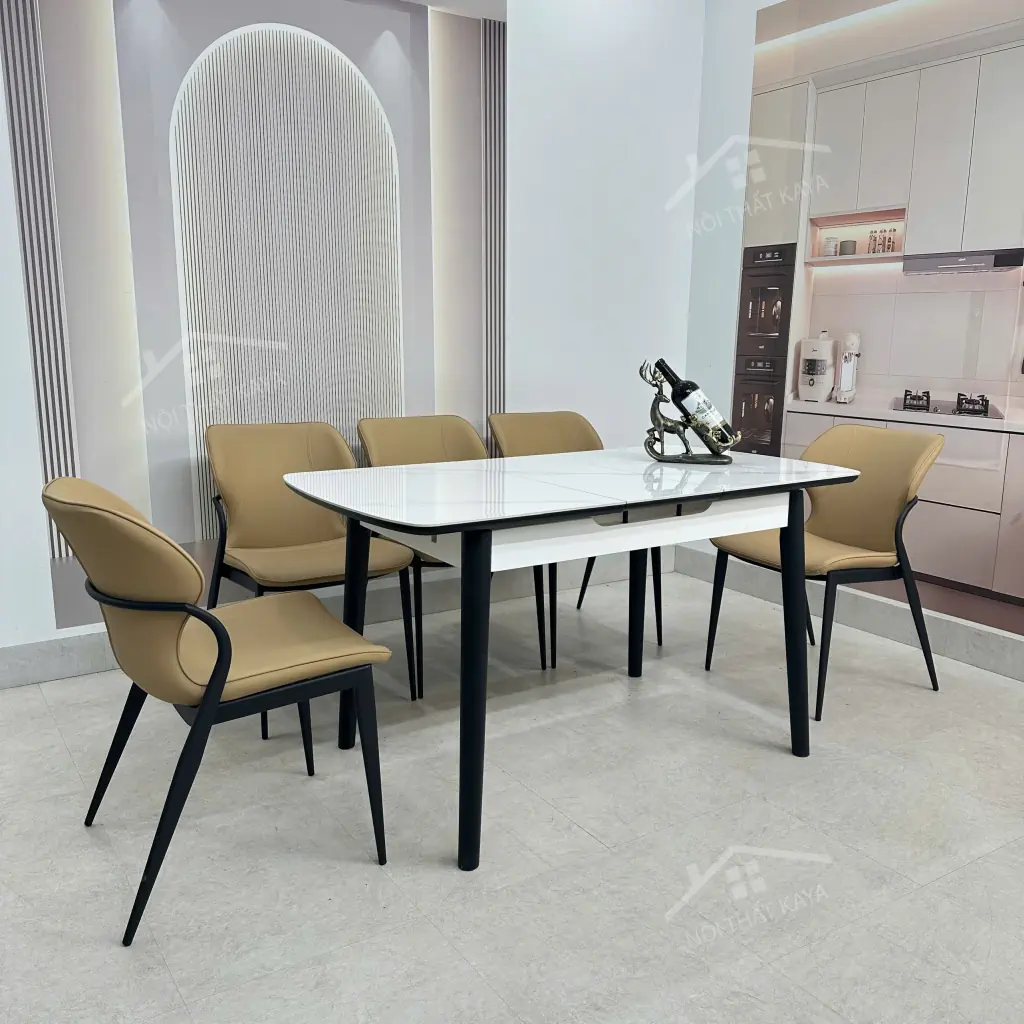 Bộ Bàn Ăn Mặt Đá Thông Minh Mở Rộng K25 – 6 Ghế Mutali (3)