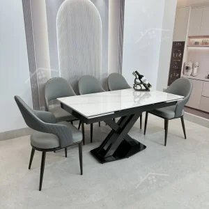 Bộ Bàn Ăn Mặt Đá Thông Minh Mở Rộng K44 – 6 Ghế Alix (1)