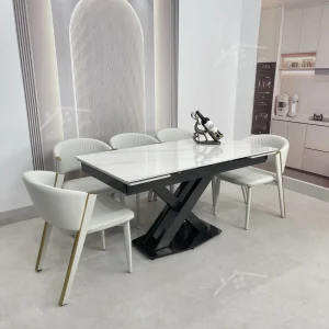 Bộ Bàn Ăn Mặt Đá Thông Minh Mở Rộng K44 – 6 Ghế Ariston (1)