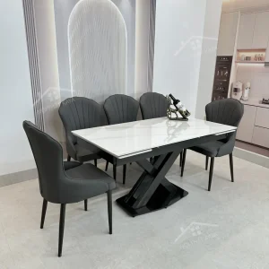 Bộ Bàn Ăn Mặt Đá Thông Minh Mở Rộng K44 – 6 Ghế Ella (4)
