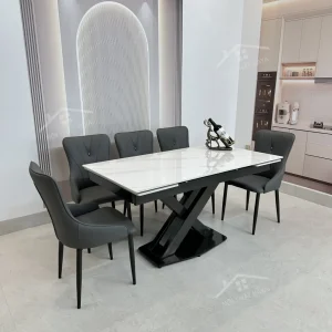 Bộ Bàn Ăn Mặt Đá Thông Minh Mở Rộng K44 – 6 Ghế Eric (1)