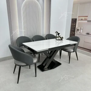 Bộ Bàn Ăn Mặt Đá Thông Minh Mở Rộng K44 – 6 Ghế Kenzo (1)