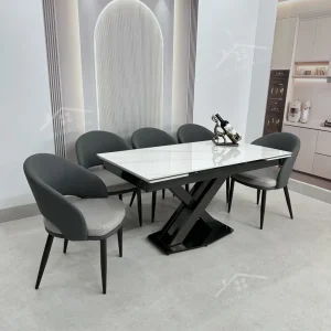 Bộ Bàn Ăn Mặt Đá Thông Minh Mở Rộng K44 – 6 Ghế Kenzo (2)