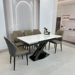 Bộ Bàn Ăn Mặt Đá Thông Minh Mở Rộng K44 – 6 Ghế Roman (2)