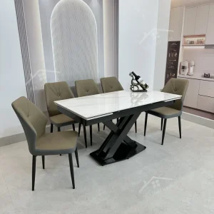 Bộ Bàn Ăn Mặt Đá Thông Minh Mở Rộng K44 – 6 Ghế Roman (3)