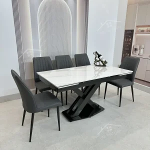 Bộ Bàn Ăn Mặt Đá Thông Minh Mở Rộng K44 – 6 Ghế Viking (1)