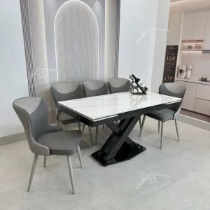 Bộ Bàn Ăn Mặt Đá Thông Minh Mở Rộng K44 – 6 Ghế Xavia (4)