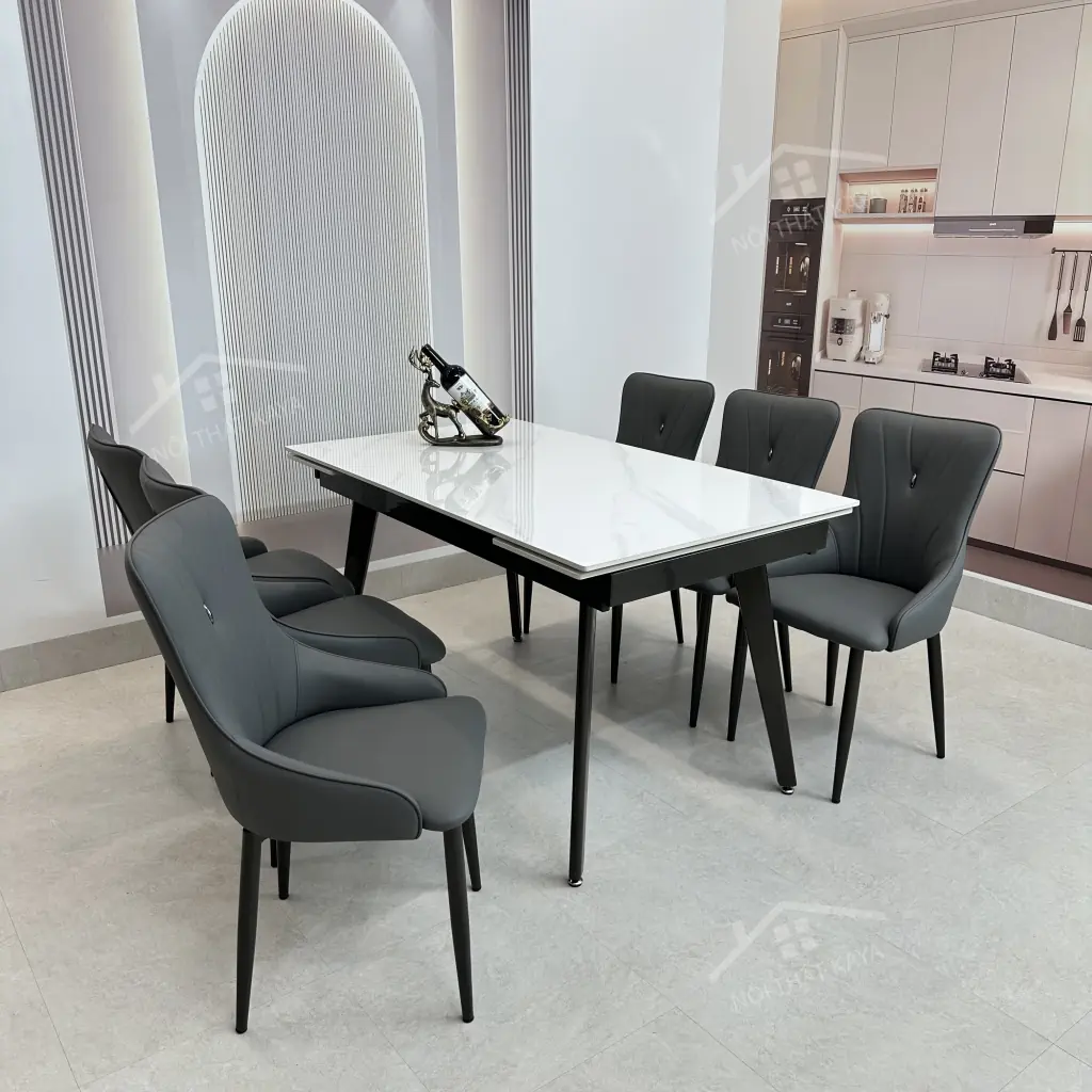 Bộ Bàn Ăn Mặt Đá Thông Minh Mở Rộng K47 – 6 Ghế Eric (2)