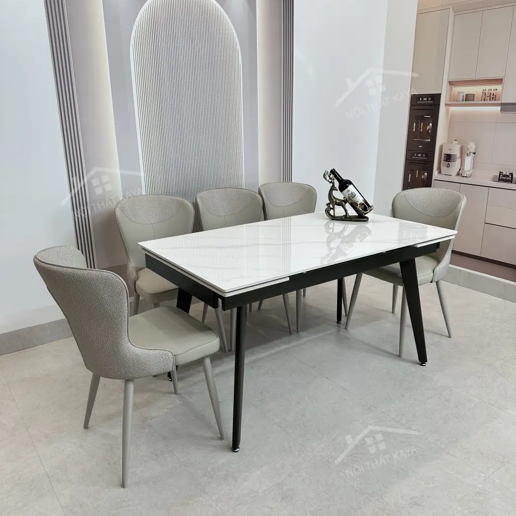 Bộ Bàn Ăn Mặt Đá Thông Minh Mở Rộng K57 - 6 Ghế XAVIA