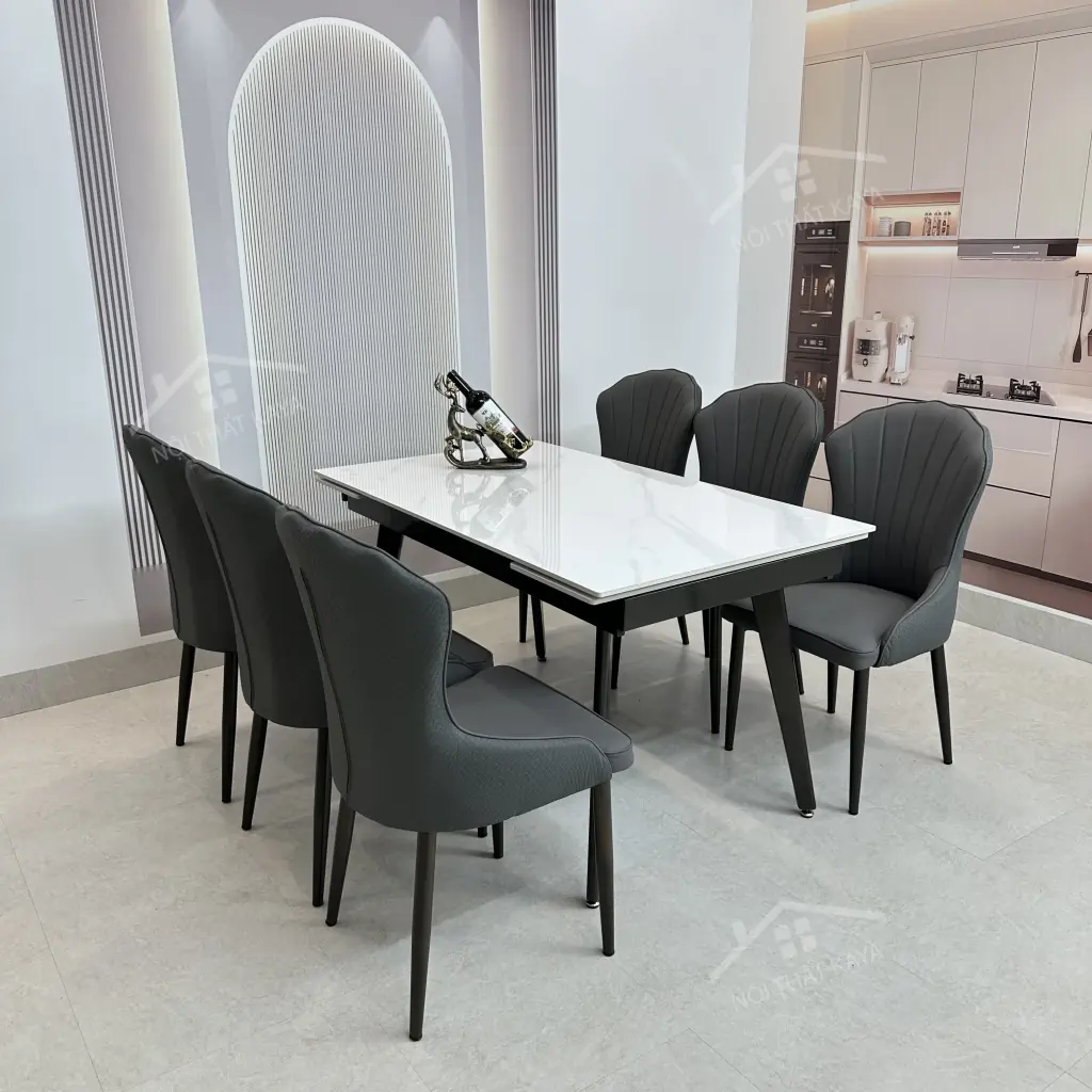 Bộ Bàn Ăn Mặt Đá Thông Minh Mở Rộng K57 – 6 Ghế Ella (3)