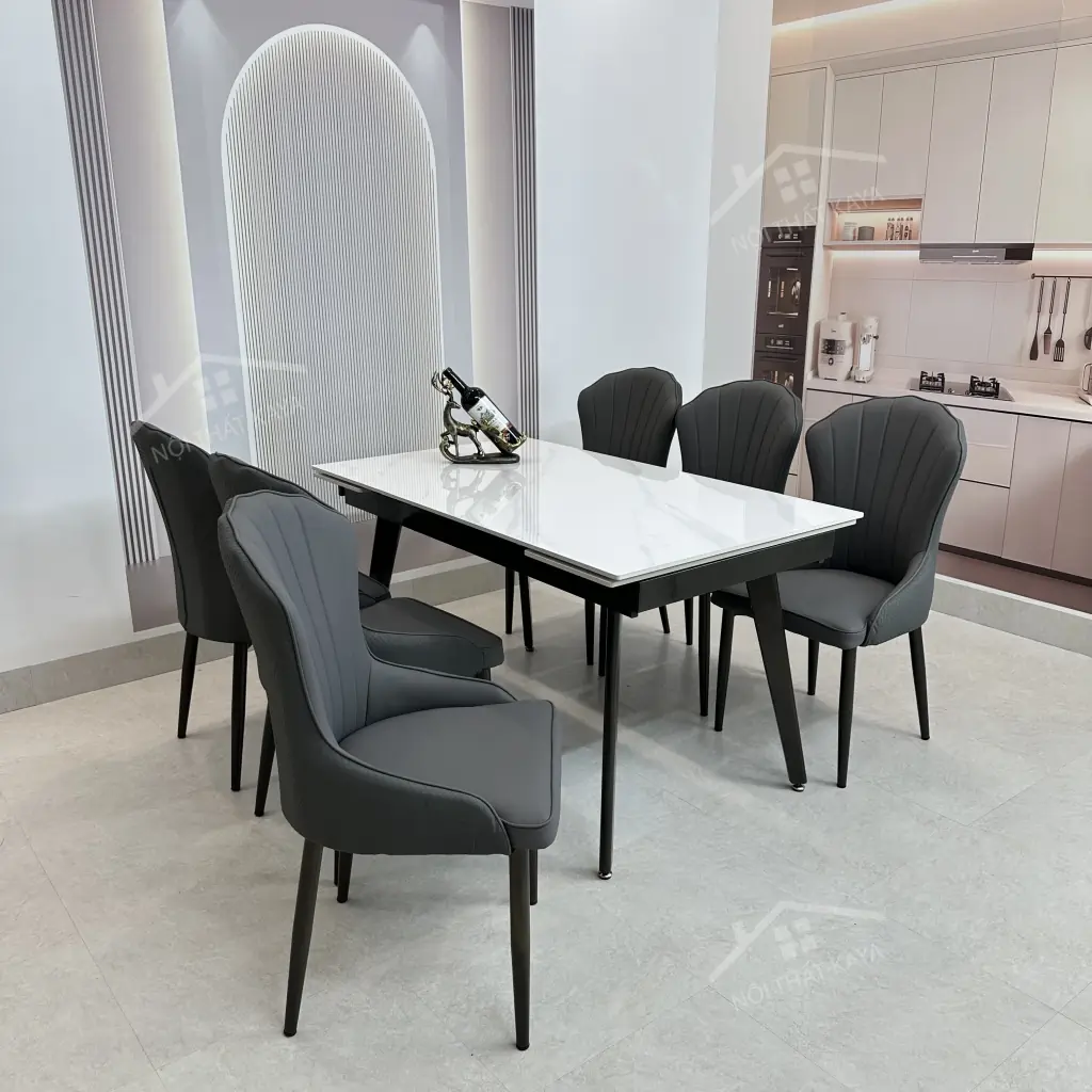 Bộ Bàn Ăn Mặt Đá Thông Minh Mở Rộng K57 – 6 Ghế Ella (6)