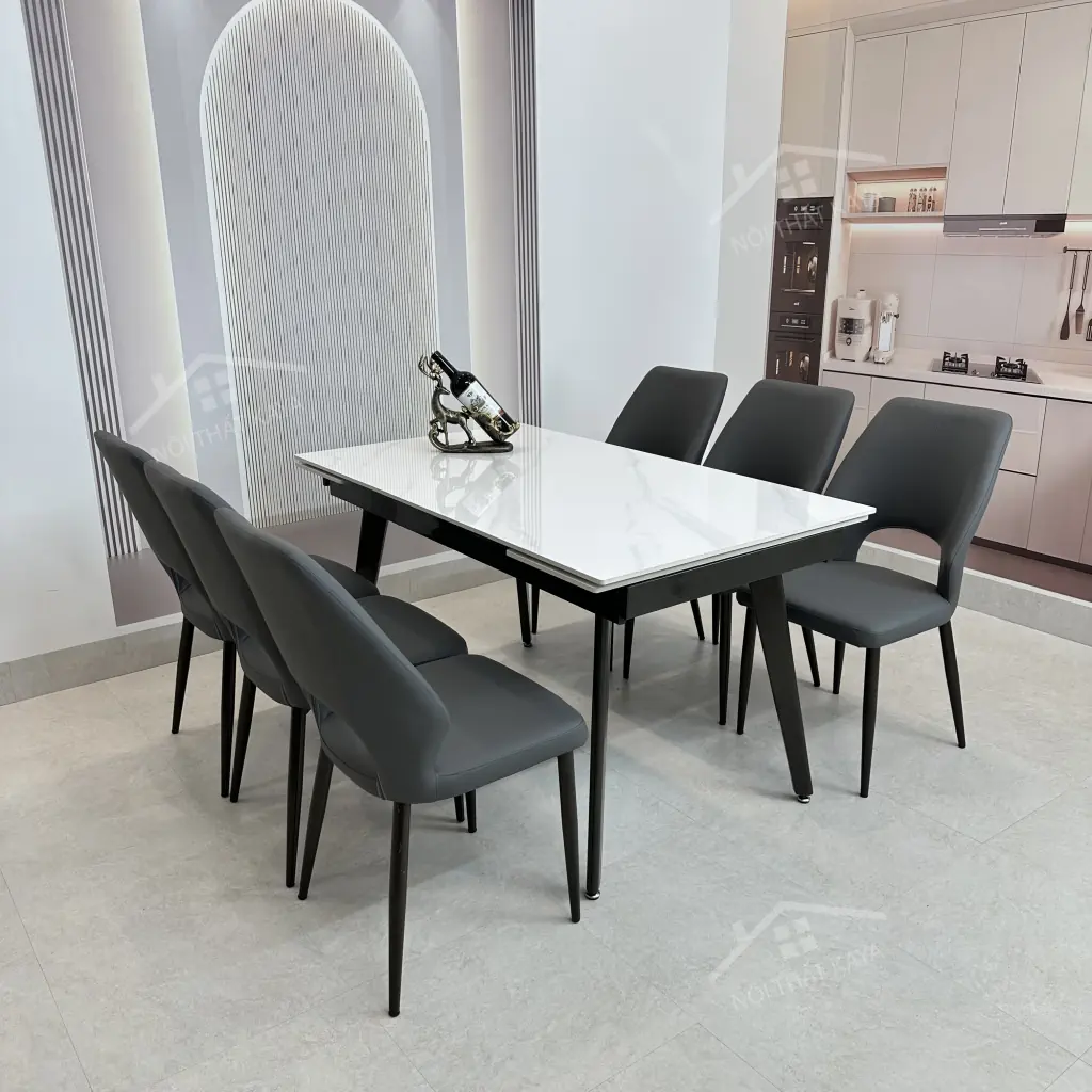 Bộ Bàn Ăn Mặt Đá Thông Minh Mở Rộng K57 – 6 Ghế Joyce (2)