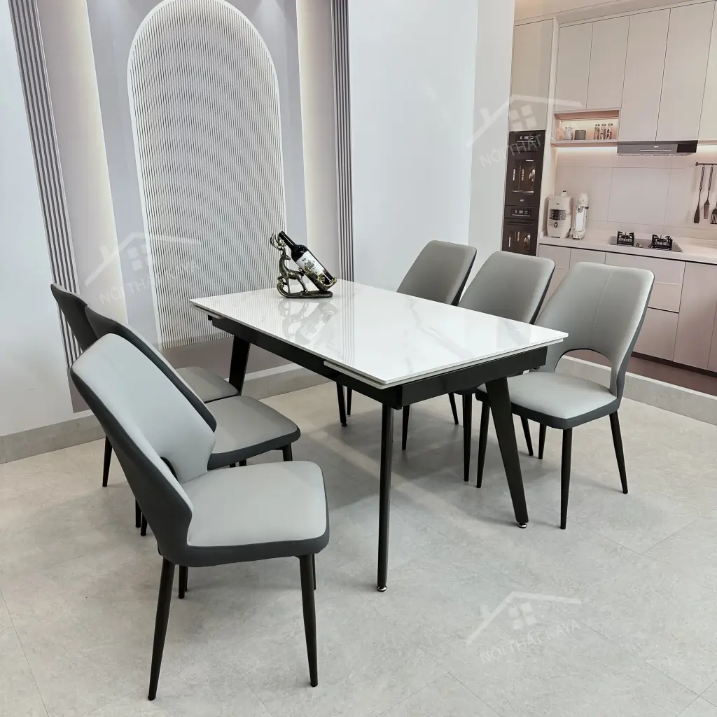 Bộ Bàn Ăn Mặt Đá Thông Minh Mở Rộng K57 – 6 Ghế Joyce (3)