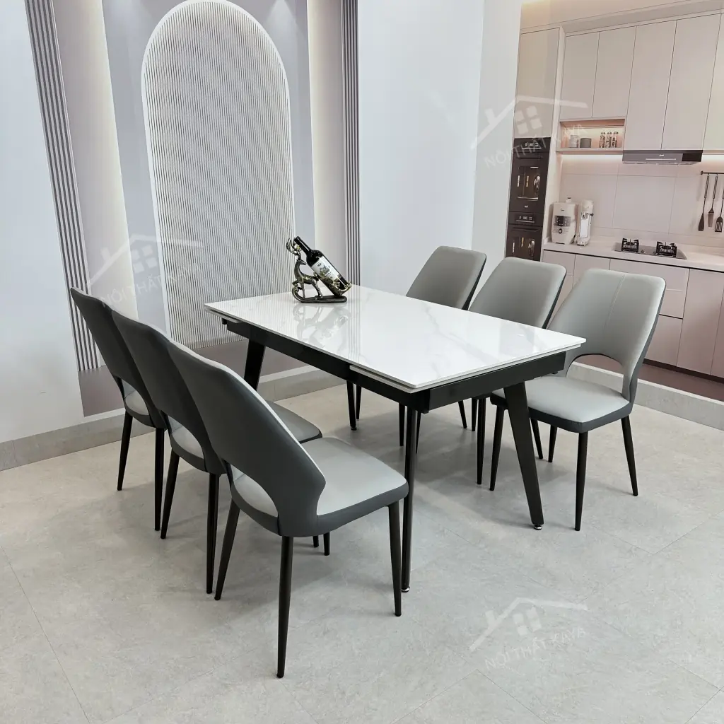 Bộ Bàn Ăn Mặt Đá Thông Minh Mở Rộng K57 – 6 Ghế Joyce (4)