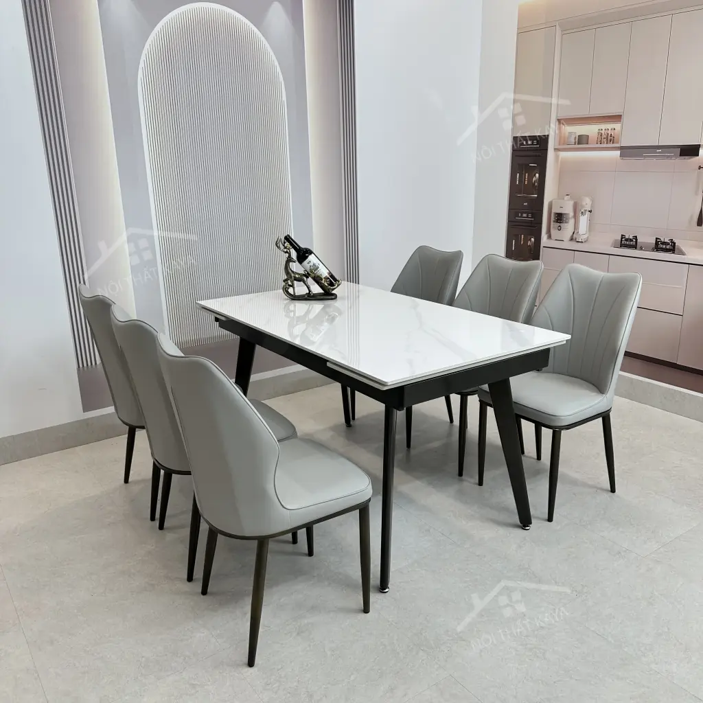 Bộ Bàn Ăn Mặt Đá Thông Minh Mở Rộng K57 – 6 Ghế Nova (1)