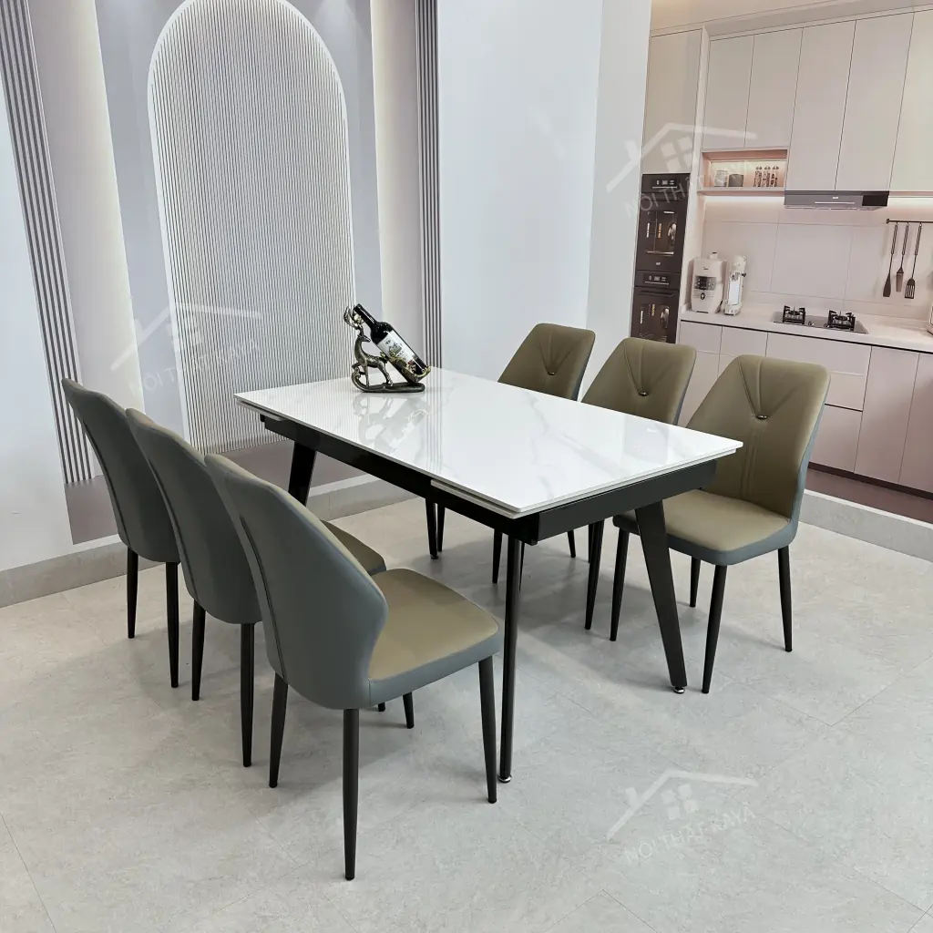 Bộ Bàn Ăn Mặt Đá Thông Minh Mở Rộng K57 – 6 Ghế Roman (3)