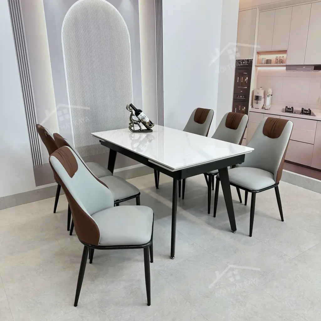 Bộ Bàn Ăn Mặt Đá Thông Minh Mở Rộng K57 – 6 Ghế Spot (1)