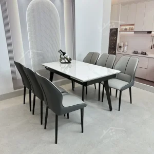 Bộ Bàn Ăn Mặt Đá Thông Minh Mở Rộng K57 – 6 Ghế Veno (3)