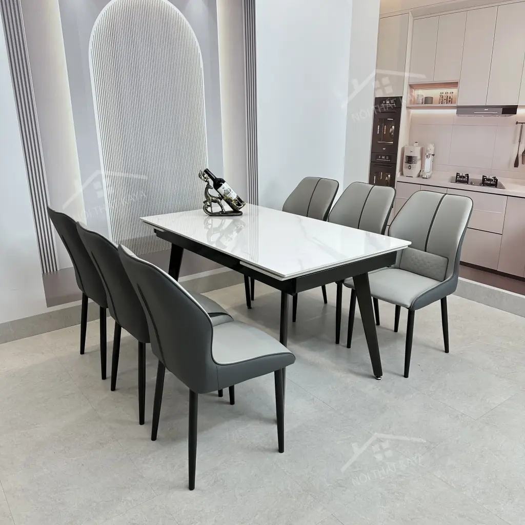 Bộ Bàn Ăn Mặt Đá Thông Minh Mở Rộng K57 – 6 Ghế Veno (3)